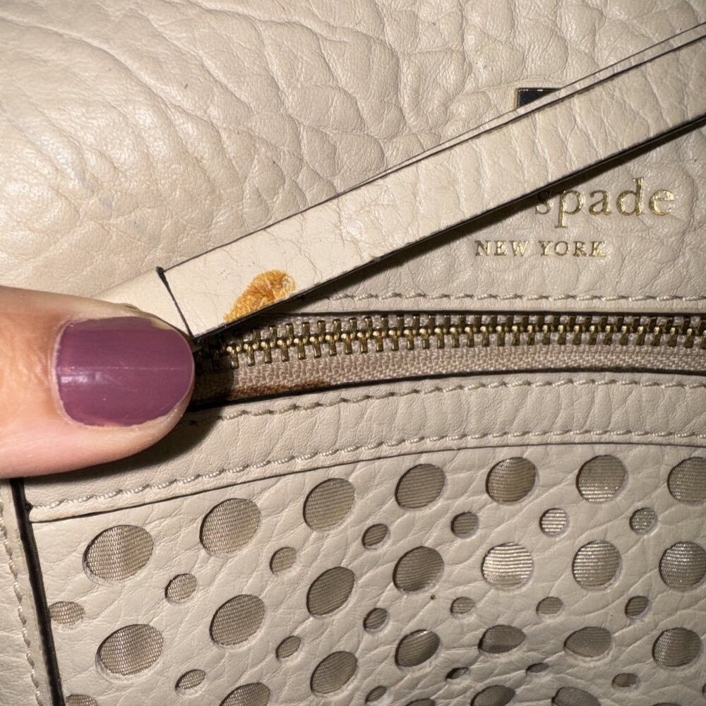 KATE SPADE Perri Lane Looloo Bubbles Crossbody Shoulder Leather Bag Beige - Picture 3 of 5